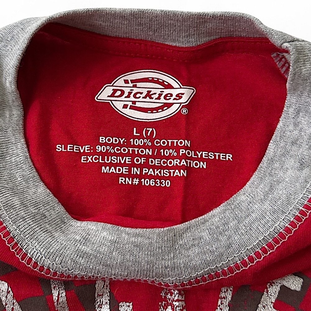 Dickies Kids Red and Gray Raglan Tee - Picture 2 of 3